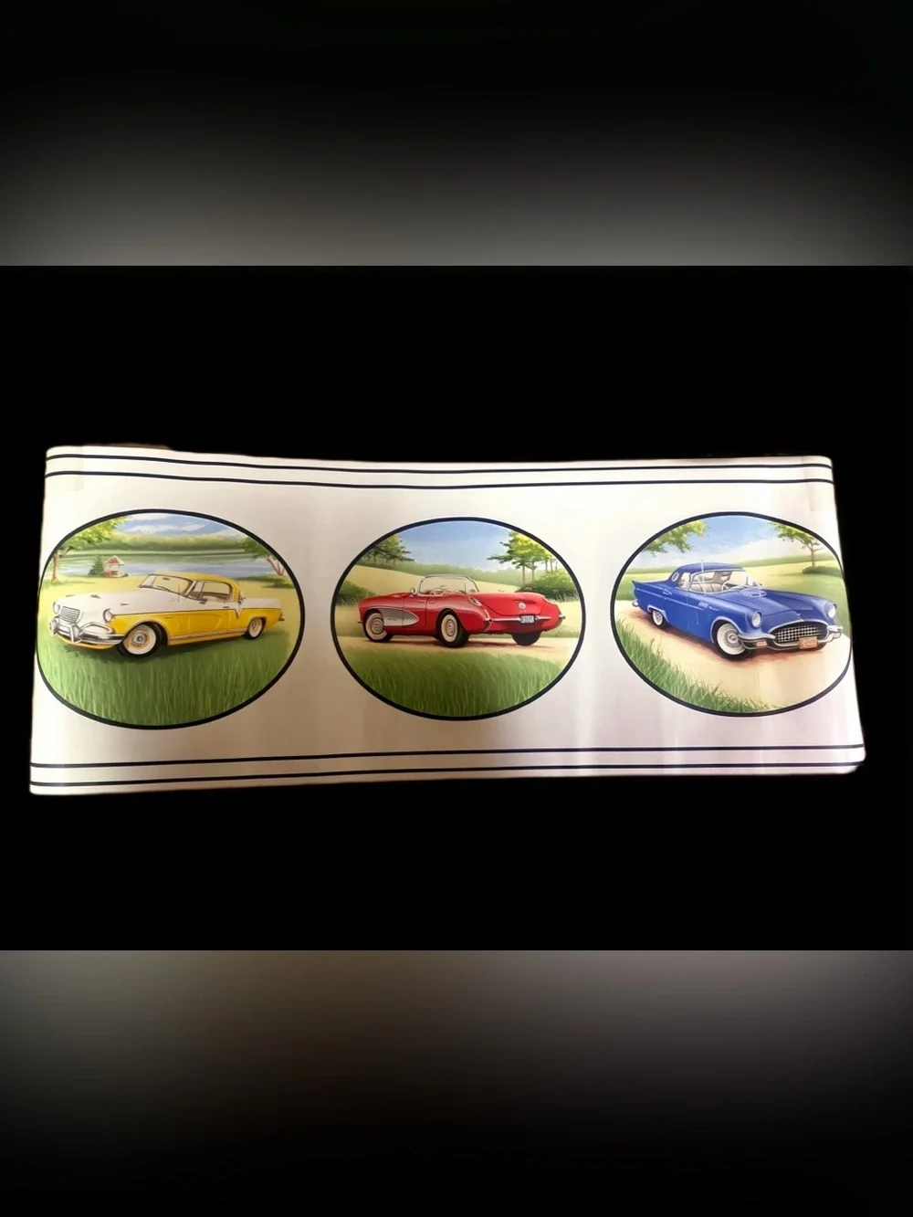 Two Vintage Warner Wallpaper Rolls Border Pattern 4034– Classic Cars– New Sealed